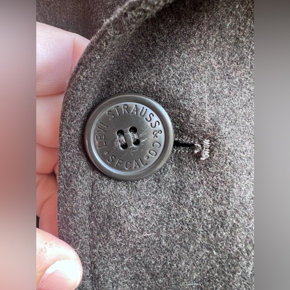 Levi's Men's XL Brown/Green Wool Dble-Breasted Wool-Blend Peacoat w/ Puffer Bib - Picture 3 of 7